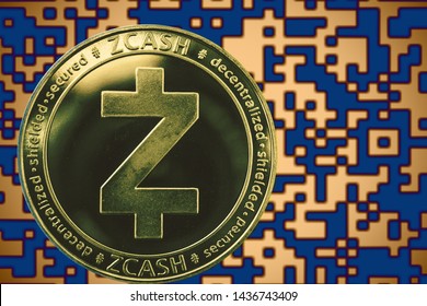 zcash zec coin cryptocurrency on the background of crypto code