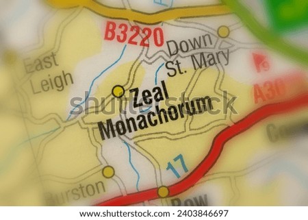 Zeal Monachorum, Devon, England, United Kingdom atlas local map town and district plan name tilt-shift