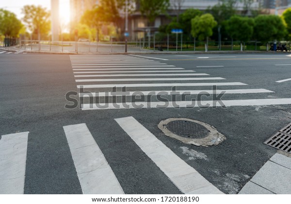 Zebra crossing on outdoor\
road