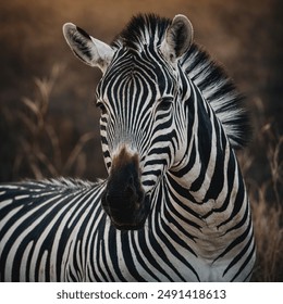 The zebra is a distinctive African equid known for its black-and-white striped coat. There are three main species: the plains zebra, Grevy's zebra, and the mountain zebra, each adapted to different ha - Powered by Shutterstock