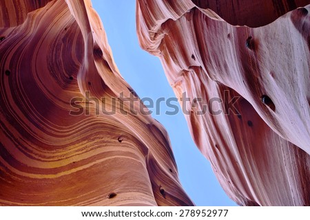Zebra slot canyon, a remote sandstone slot canyon in Utah,  USA.