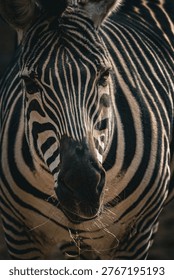 Zebra standing in the wild with striped pattern visible.