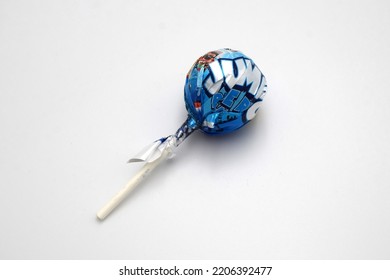 Zed Jumbo Pop Blue Raspberry Jawbreakers On Stick Popsicle Lolly Candy Wrapped Isolated On White Background - Kongsvinger, Norway 26 September 2022