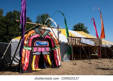 Zeewolde, Netherlands, Aug13th 2022. Silent Disco And Enertainment Tents At The Scouting Event NAWAKA Every Four Years Attracts Scouts From Near And Far Mostly Sea Scouts In The Netherlands. 