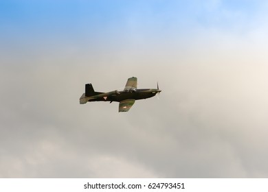 ZELTWEG, AUSTRIA - JULY 02, 2011: Pilatus PC 7, Turbo Trainer Flying On The Airshow, Airpower In Austria, Zeltweg