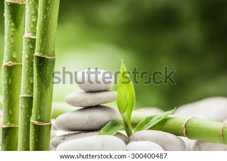 zen basalt stones and bamboo 