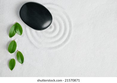 Zen garden background with copy space for your text. Pebble and leaf for relax and meditation. - Powered by Shutterstock