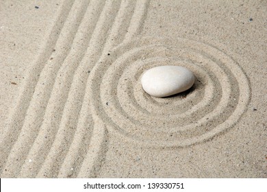 Zen Garden Raked Sand Round Stone Stock Photo 139330751 | Shutterstock