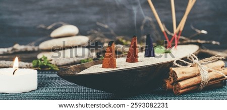zen image with different types of incense with smoke