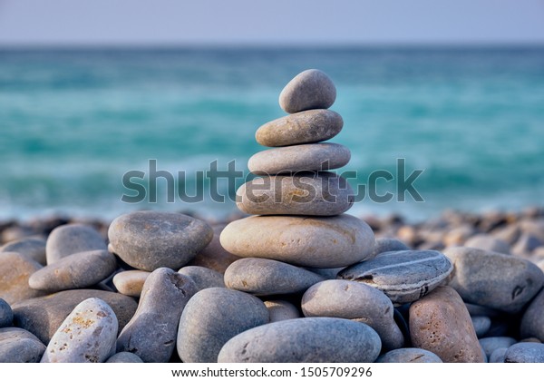 4x Heart Stickers Stacked Zen Stones Pebble Beach Yoga  #16982 