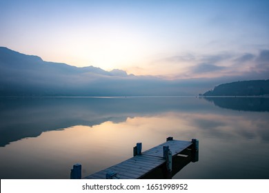 Zen Moment By The Lake Of Annecy At Sunrise
