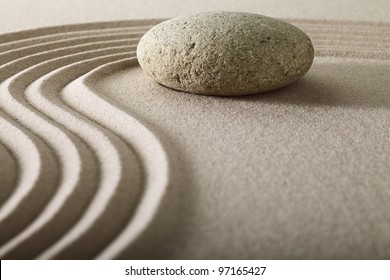 Zen Rock Garden Japanese Garden Zen Stone With Raked Sand And Round Stone Tranquility And Balance Ripples Sand Pattern Spa Relaxation