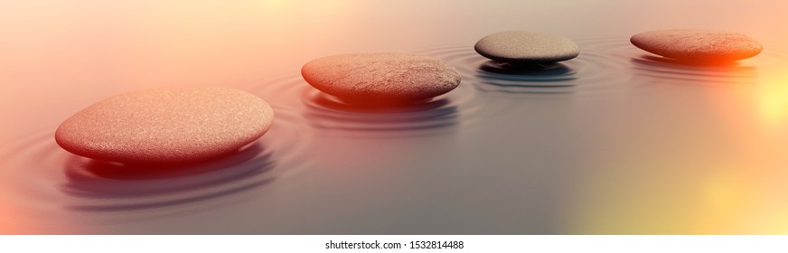 Zen Sea Stones In Water With Abstract Light