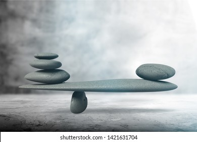 Zen stone balance concept, beauty stone stack on asphalt