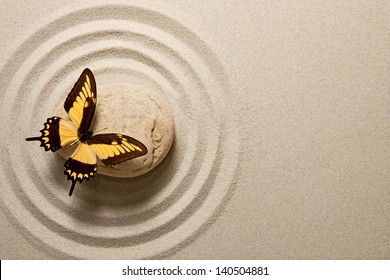 Zen stone with butterfly