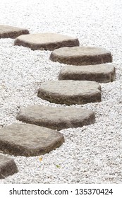 Zen Stone Path In A Japanese Garden