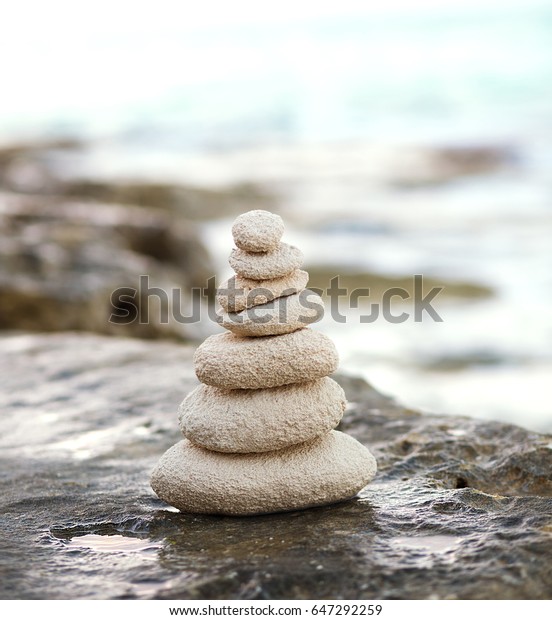 Zen Stones Background Ocean Perfect Meditation Stock Photo Edit Now
