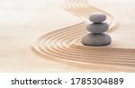 Zen Stones With Lines On Sand - Spa Therapy - Purity harmony And Balance Concept
