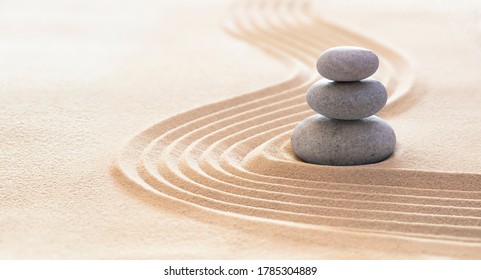 Zen Stones With Lines On Sand - Spa Therapy - Purity harmony And Balance Concept
 - Shutterstock ID 1785304889