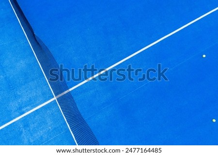 Image, Stock Photo zenithal aerial view of a beach in summer with bathers, water skates and thatched beach umbrellas for rent, handicapped access ramp and lookout tower seen from above, drone view