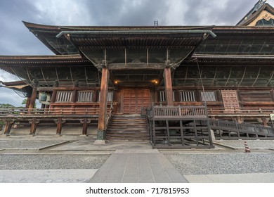 Zenko-ji Temple complex. Side view of Hondo (Main Hall) in Nagano City, Japan
