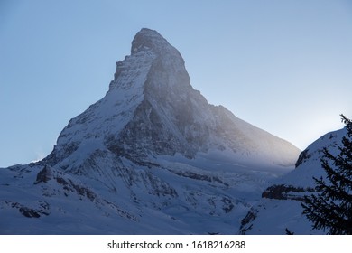 Zermatt Matterhorn view mountain winter snow landscape sunset backlight