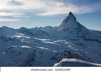 Zermatt Matterhorn view mountain winter snow landscape Swiss Alps clouds