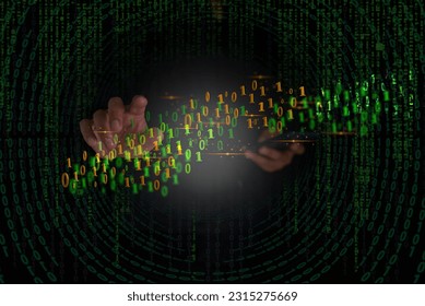 Zero One background in the hands of developers is a global representation of binaries, networks, and coding of programming fundamentals concepts.	