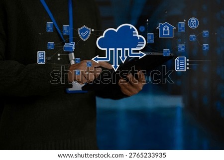 Zero trust security concept Person using tablet with zero trust icon on virtual screen of Data businesses.