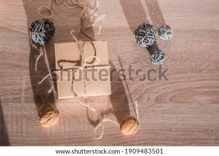 Zero waiste package, craft box with Walnuts. Ecolife. Ecologic .