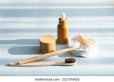 Zero Waste Beauty Products. Set Of Natural Toiletries, Bath Cosmetics For Sustainable Lifestyle.