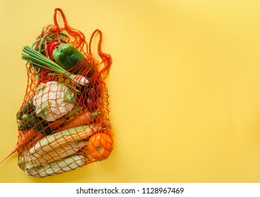 Zero Waste Concept. Shopping With Textile Bag