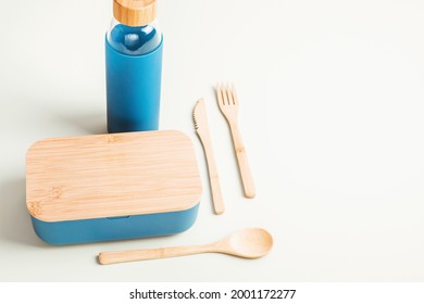 Zero Waste Kit For Lunch, Reusable Bottle, Box And Bamboo Cutlery