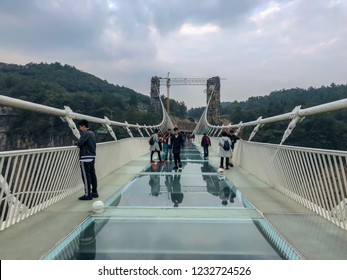 Zhangjiajie / China - Nov11,2018 : People Are Traveling Around Zhangjiajie Glass Bridge