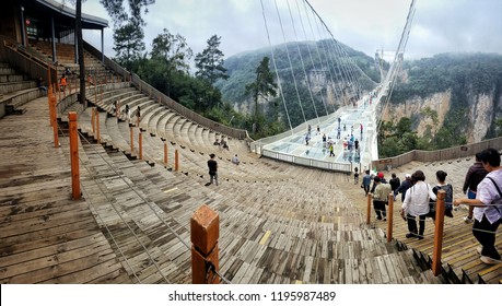 Zhangjiajie,China-September 21,2018 : Zhangjiajie Glass Floor Bridge In National Park.