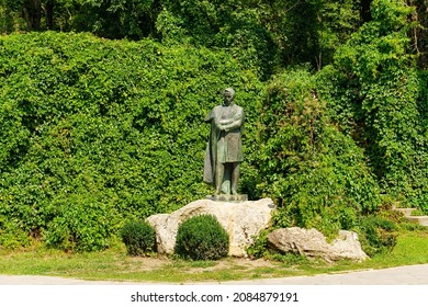 Zheleznovodsk, Russia - August 28, 2021: Monument To M.Yu. Lermontov. Located In The Resort Park Of Zheleznovodsk