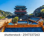 Zhenwu Temple North Gate Great Wall Juyongguan Juyong Pass Beijing China. Juyongguan is northern gateway to Beijing closest Wall section to Beijing. Built during Ming Dynasty in 1368 to protect Pass .