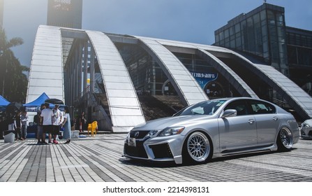 Zhuhai, China- October 8,2022: A Silver Modified Lexus Sedan Is Parked In Courtyard