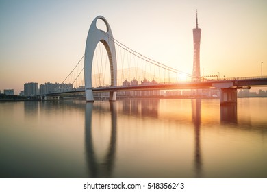 Zhujiang River And Modern Building In Guangzhou Central Business District, Guangzhou, China.