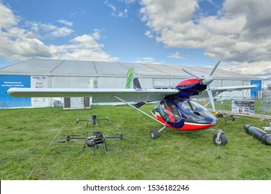 ZHUKOVSKY, MOSCOW REGION, RUSSIA - AUG 27, 2019: Russian Electric Aircraft With Power Plant Based On Hydrogen Fuel Cells CIAM 