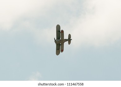 ZHUKOVSKY, MOSCOW REGION/RUSSIA - AUGUST 10: Polikarpov Po-2 (U-2, Kukuruznik) Mule Soviet Biplane On Airshow Devoted To 100th Anniversary Of Russian Air Forces On August 10, 2012 In Zhukovsky.