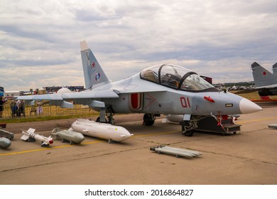 Zhukovsky, Russia - July 25 2021 : MAKS Aviashow - Yakovlev Yak-130 Jet Trainer And Light Combat Aircraft