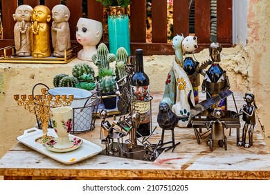 Zichron Yaakov, Israel - November 17, 2021: Souvenirs In A Small Gift Shop