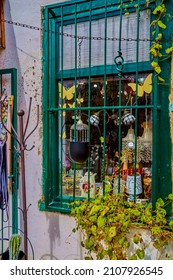 Zichron Yaakov, Israel - November 17, 2021: Window In A Small Gift Shop