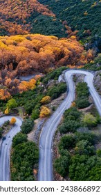 Zig zag road between mountains 