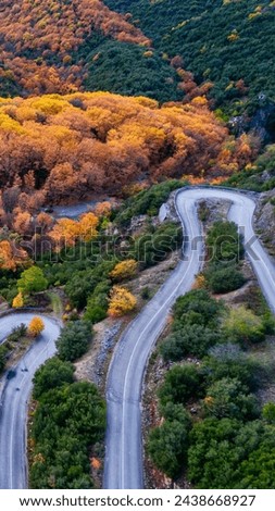 Zig zag road between mountains 