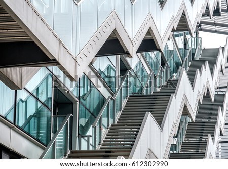 zig zag stairs modern glass window building zigzag texture