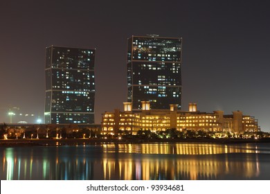 The Zig Zag Towers At Night. Doha, Qatar, Middle East