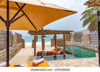 Zighy Bay, Oman - August 13, 2019: Zighy Bay Resort in Musandam, Oman.