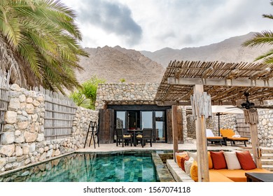 Zighy Bay, Oman - August 13, 2019: Zighy Bay Resort in Musandam, Oman.